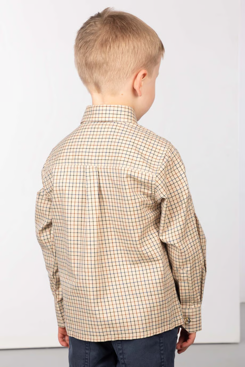 Rydale Boys Country Check Shirts - Poacher Beige-1