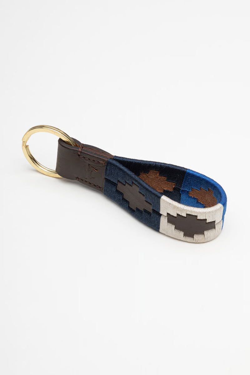 Rydale Askwith Leather Loop Polo Keyring - Blue/White/Navy