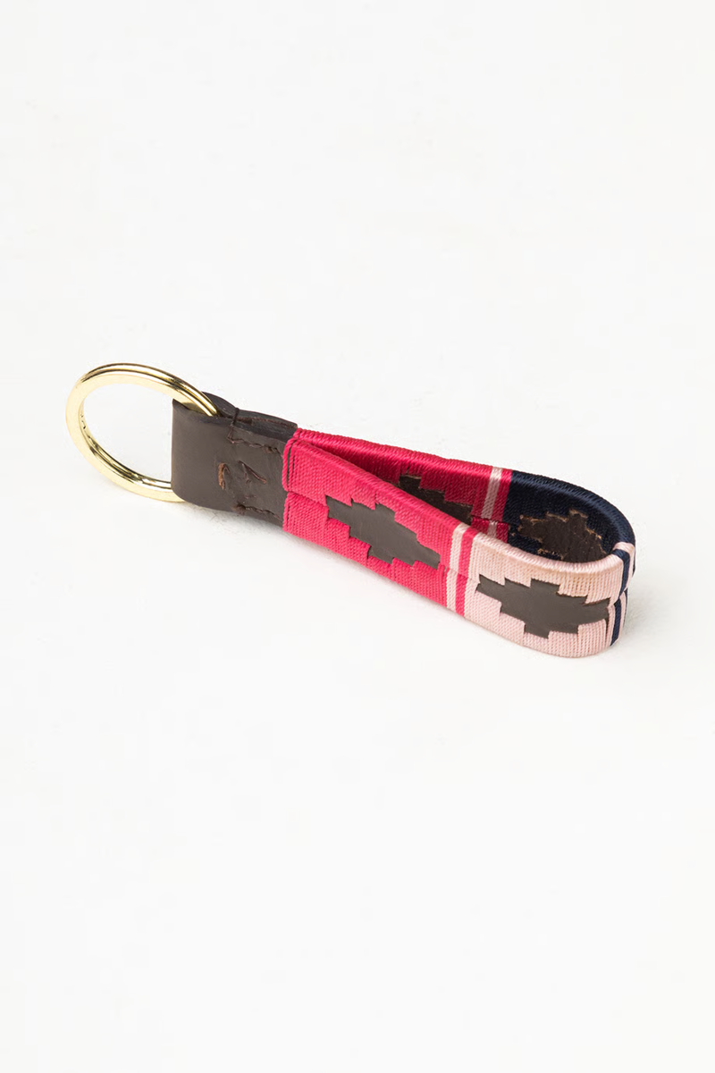 Rydale Leather Loop Askwith Polo Keyring - Bonbon/Navy/Sorbet