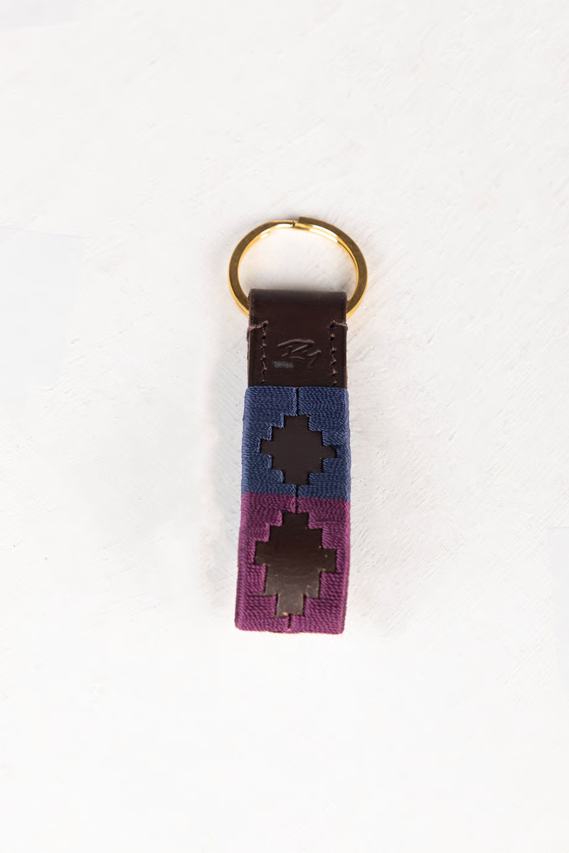 Rydale Askwith Leather Loop Polo Keyring - Navy/Sorbet/Berry-1