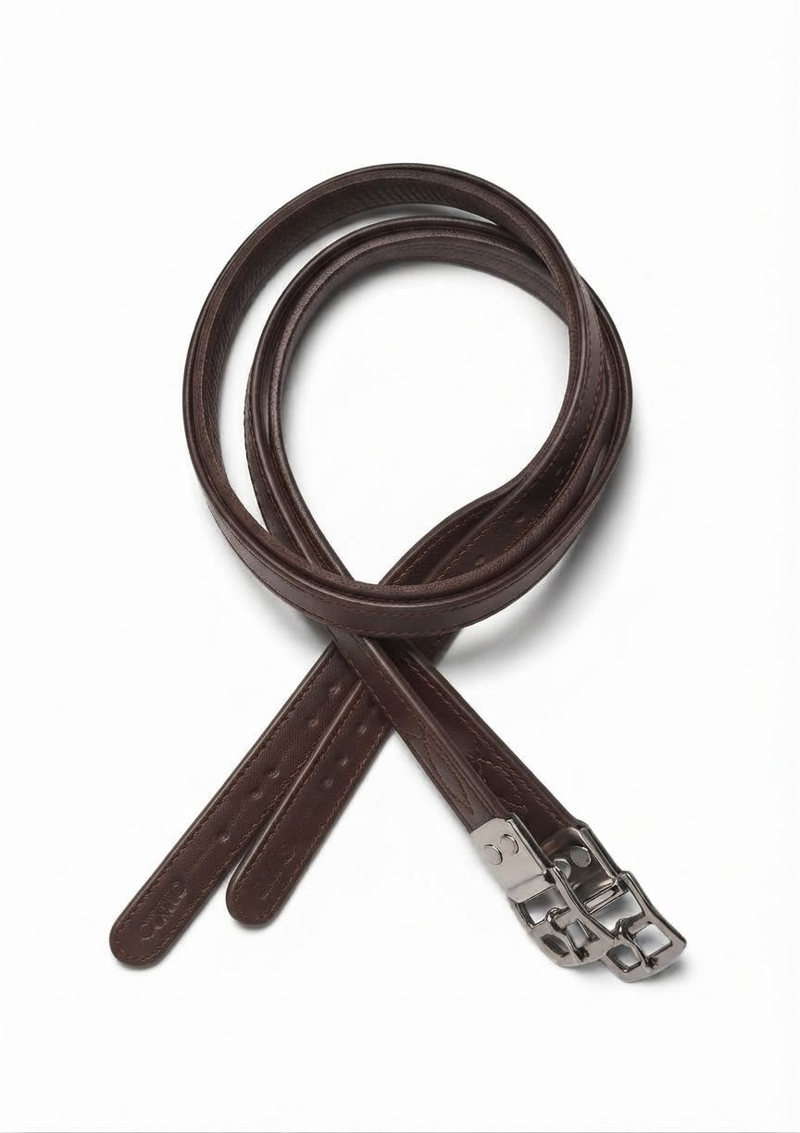 Cameo Competition Calfskin Stirrup Leathers - Dark Brown