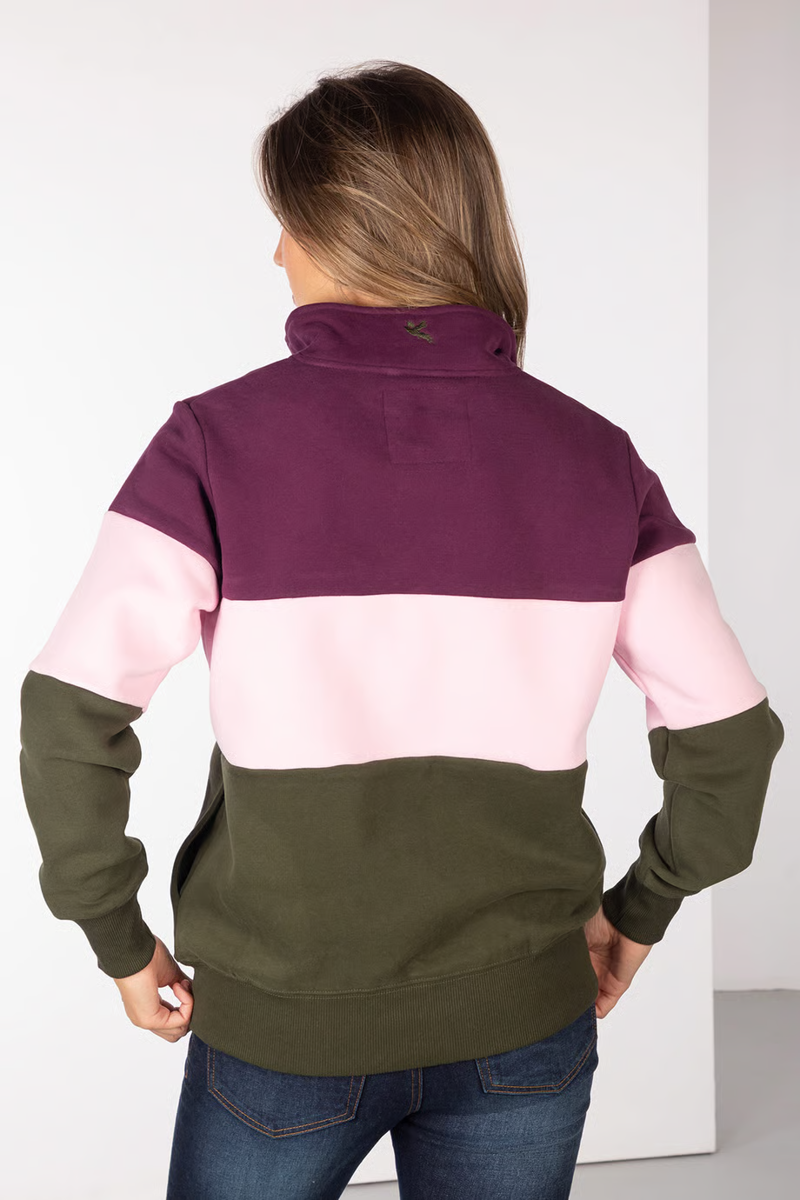 Rydale Ladies Byland Sweatshirt - Cow Olive/Sorbet/Berry-1