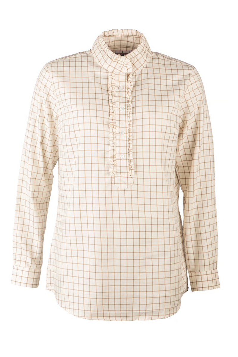 Rydale Ladies Ellie Hannah Overhead Ruffled Shirt - Mocha