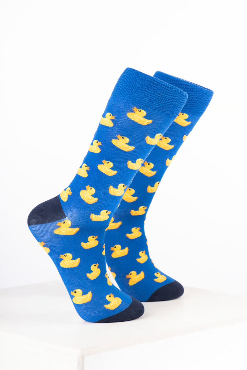 Rydale Men's Bamboo Bird Ankle Socks Pack of 10 - Rubber Duck Blue