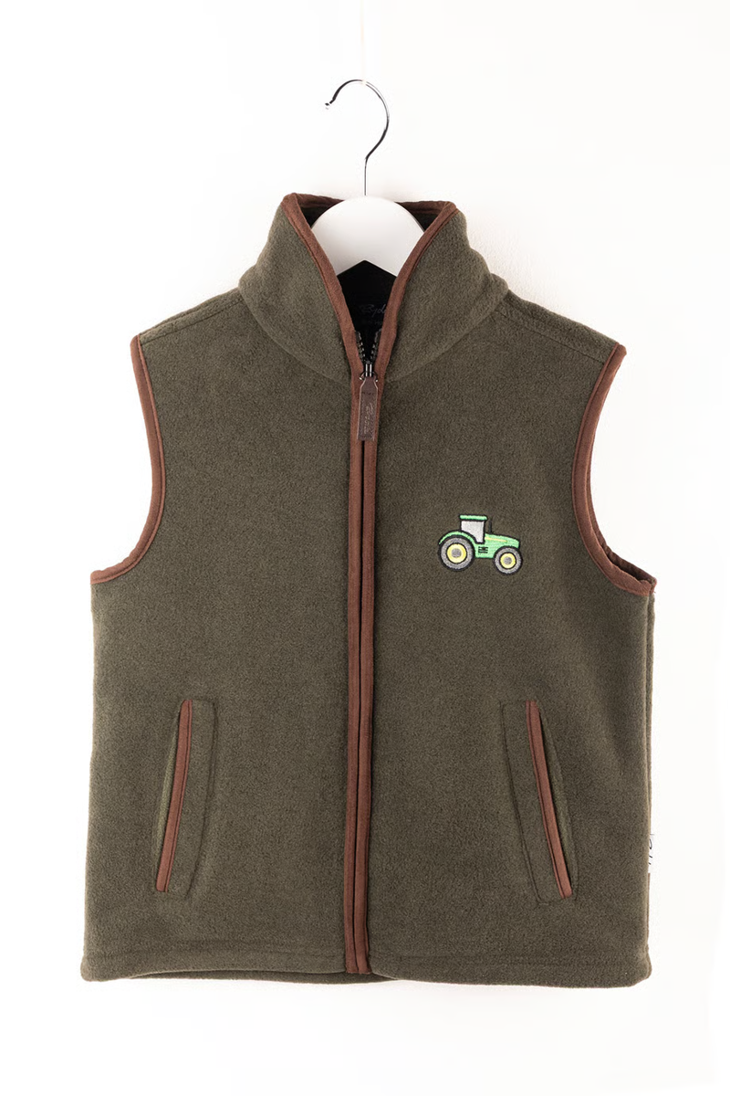 Rydale Huggate Kid's Mini Fleece Waistcoat - Tractor Khaki/Green