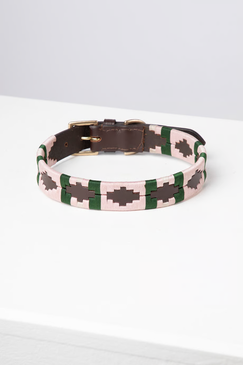 Rydale Polo Belt Dog Collar - Brown/Sorbet/Olive-1