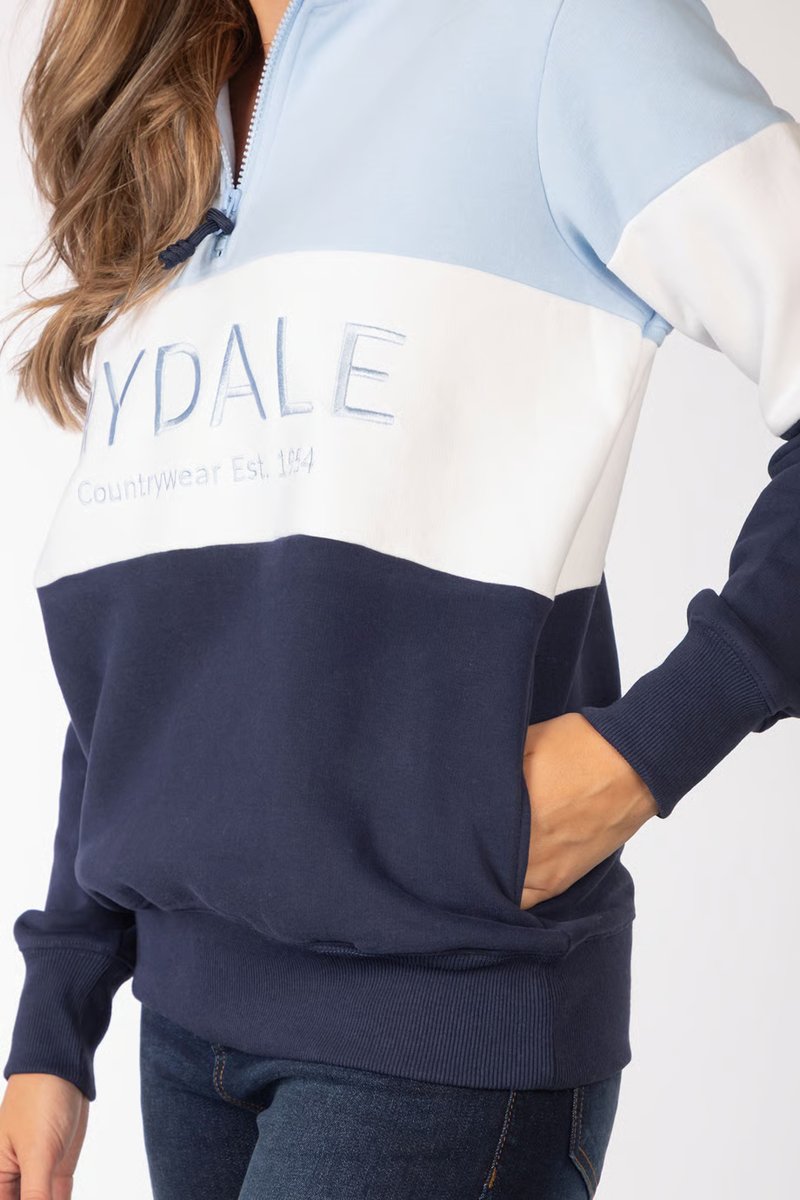Rydale Byland Ladies Snaffle Sweatshirt - Navy/White/Soft Blue-3