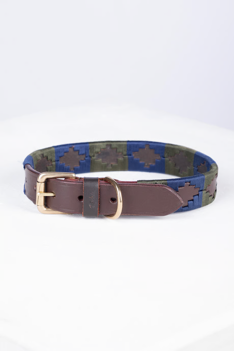 Rydale Polo Belt Dog Collar - Brown/Navy/Olive