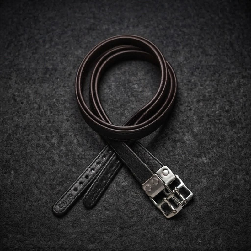 Cameo Competition Calfskin Stirrup Leathers - Dark Brown-2