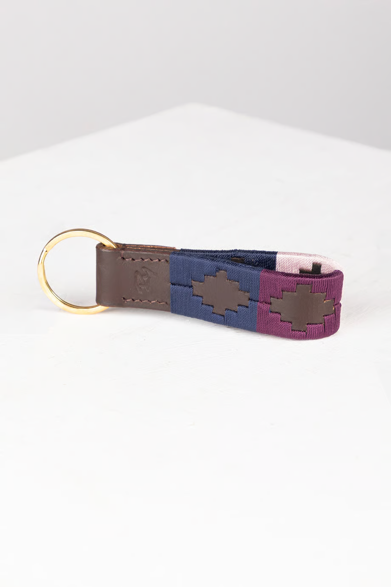 Rydale Askwith Leather Loop Polo Keyring - Navy/Sorbet/Berry