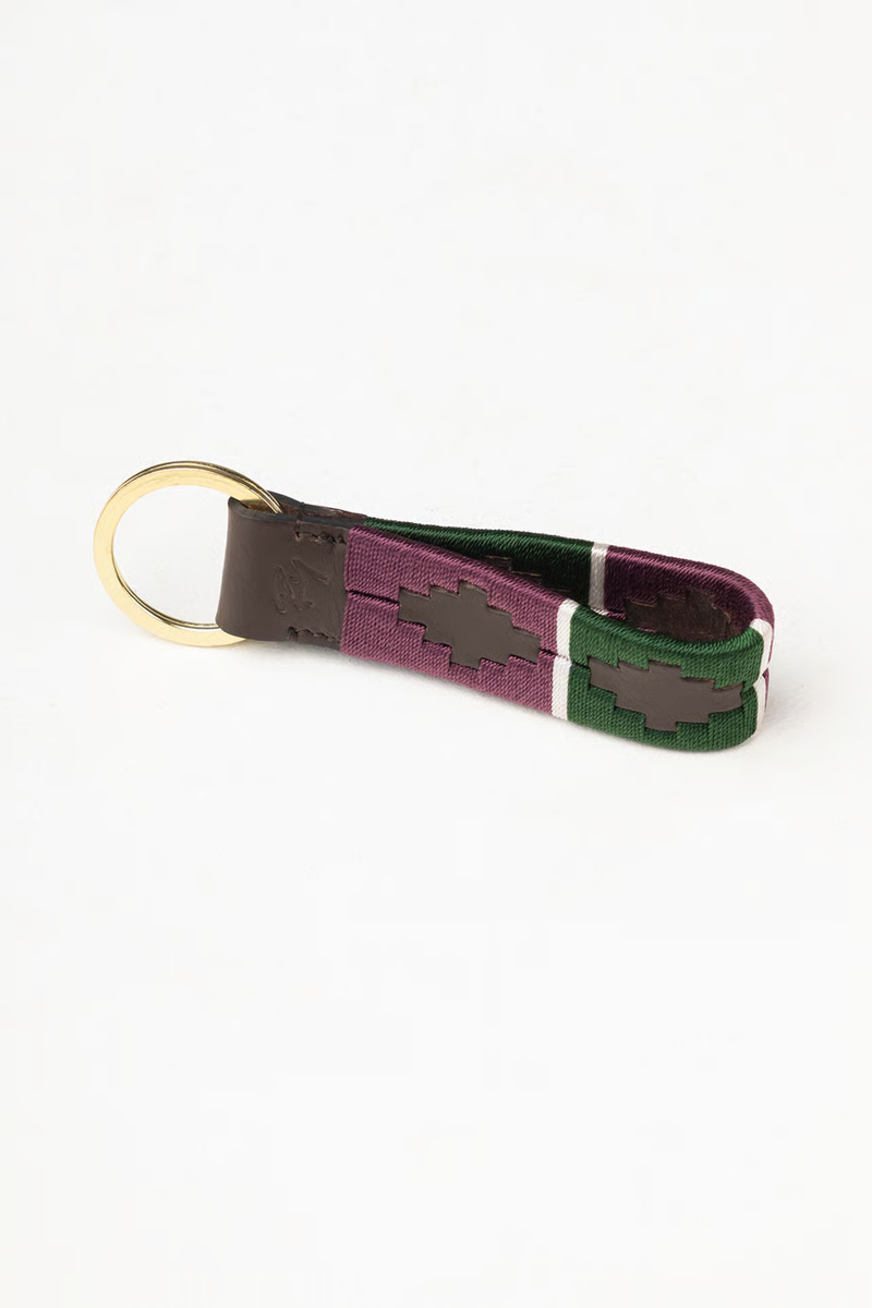 Rydale Askwith Leather Loop Polo Keyring - Olive/White/Berry