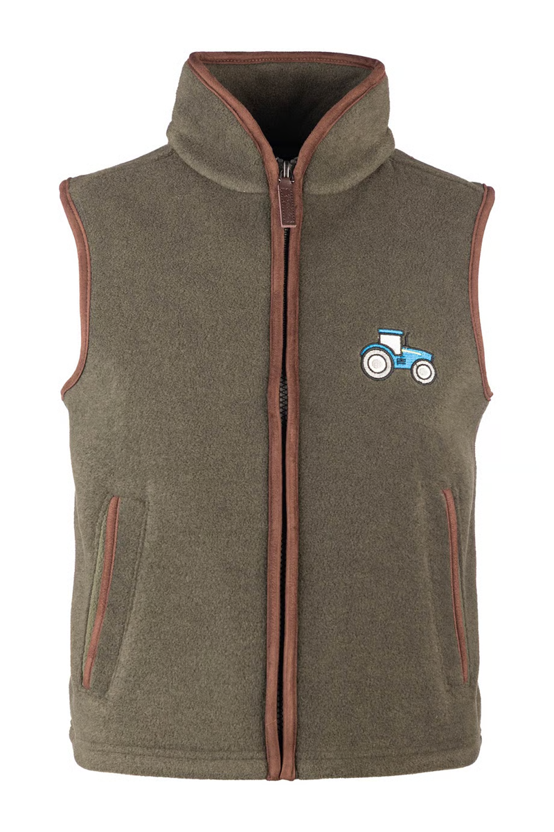 Rydale Junior Huggate Fleece Waistcoat - Tractor Khaki/Blue