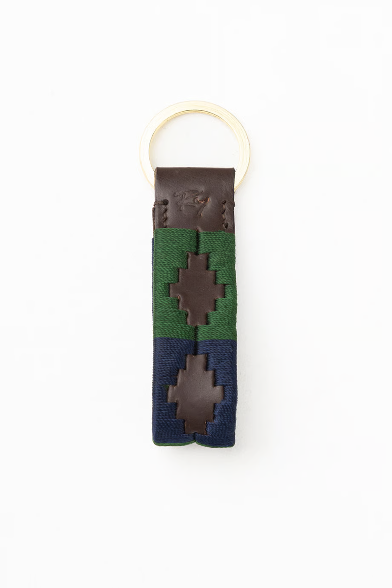 Rydale Leather Loop Askwith Polo Keyring - Olive/Navy-1