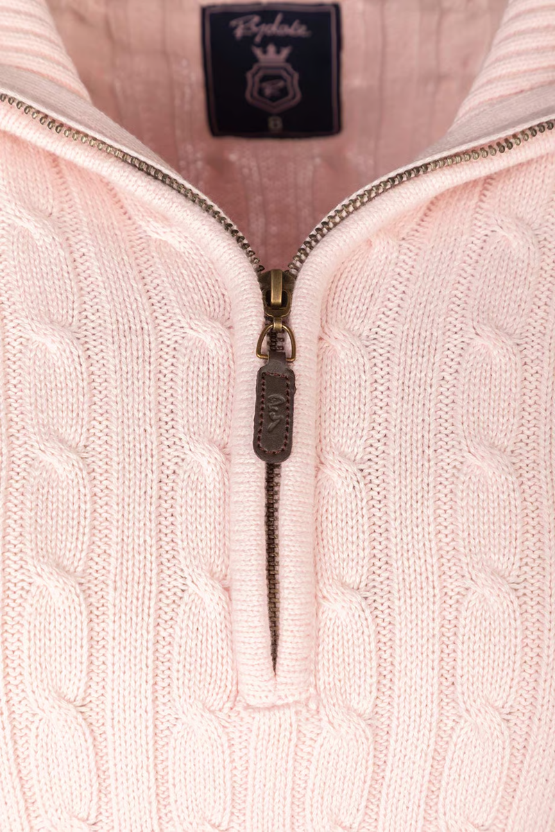 Rydale Ladies Emma Quarter Zip Cable Knit Jumper - Perfect Pink-6