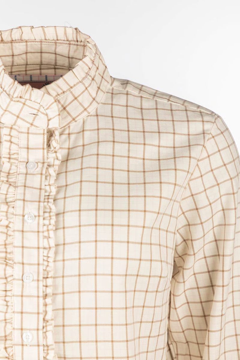 Rydale Ladies Ellie Hannah Overhead Ruffled Shirt - Mocha-2