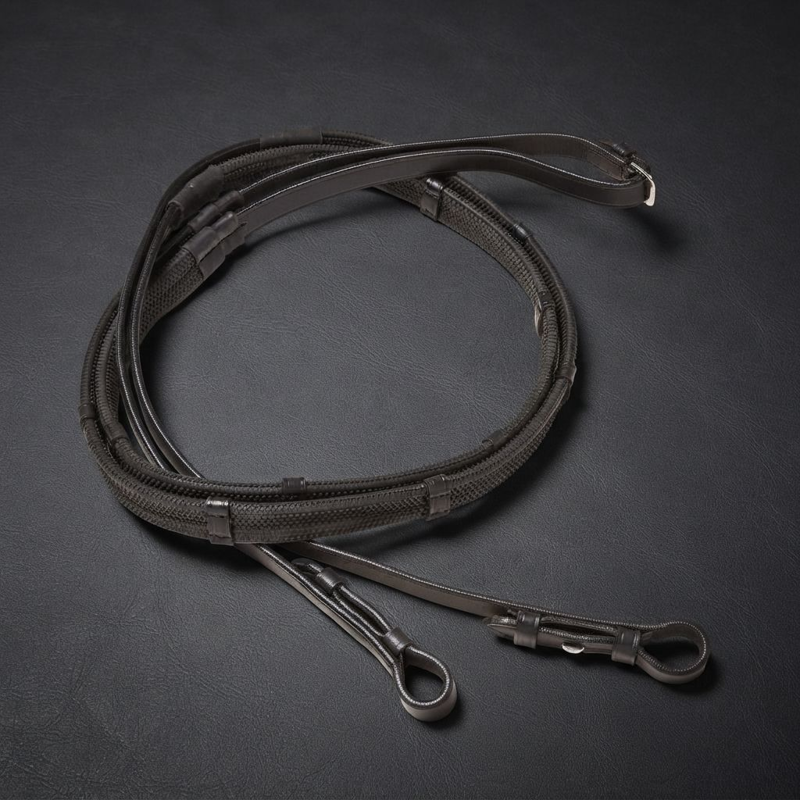 Cameo Rubber Grip Reins - Black-1