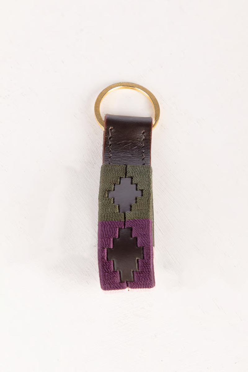 Rydale Askwith Leather Loop Polo Keyring - Olive/Sorbet/Berry-1