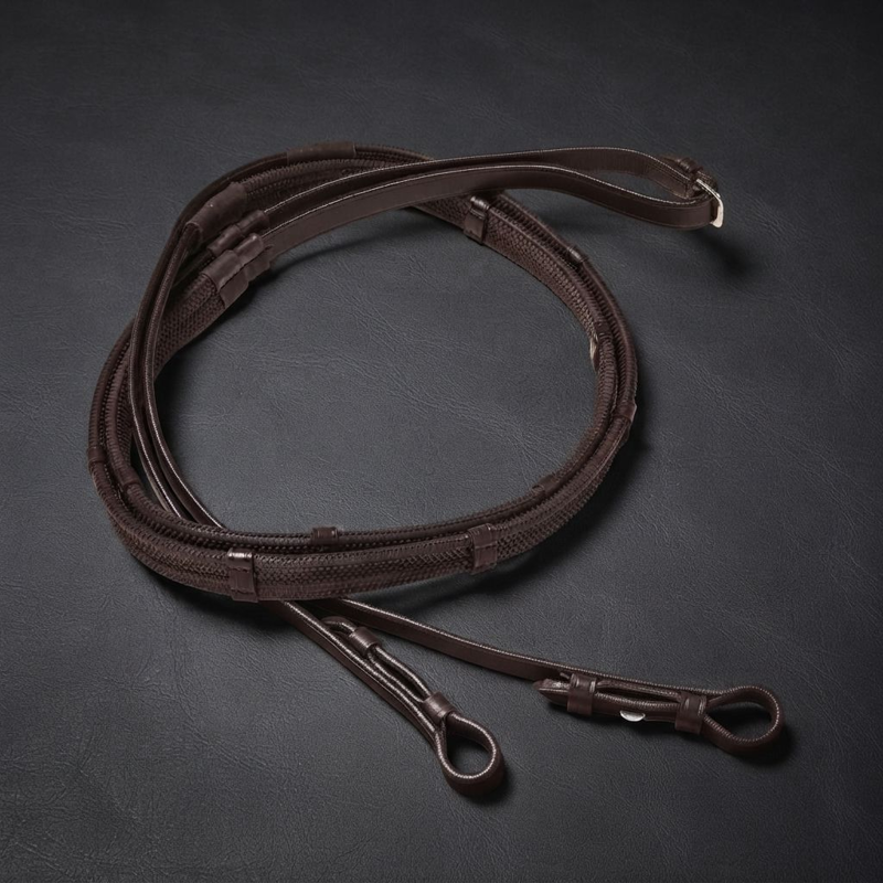 Cameo Rubber Grip Reins - Dark Brown
