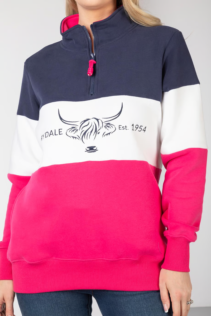 Rydale Ladies Byland Sweatshirt - Cow Navy/White/Bonbon-6