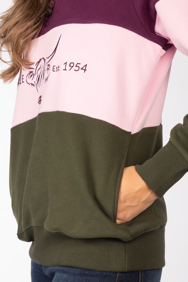 Rydale Ladies Byland Sweatshirt - Cow Olive/Sorbet/Berry-3