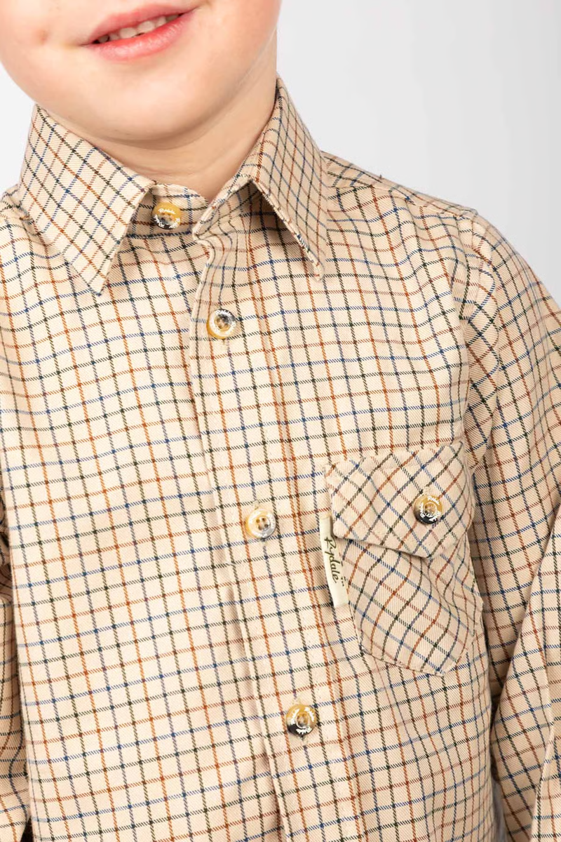 Rydale Boys Country Check Shirts - Poacher Beige-6