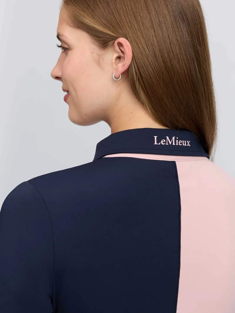 LeMieux Harlequin Rugby Shirt Base Layer - Petal/Navy-3