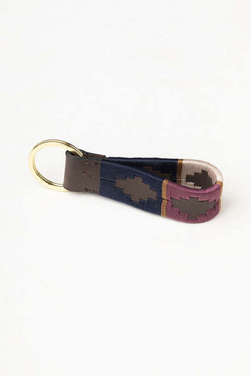 Rydale Leather Loop Askwith Polo Keyring - Berry/Navy/Gold