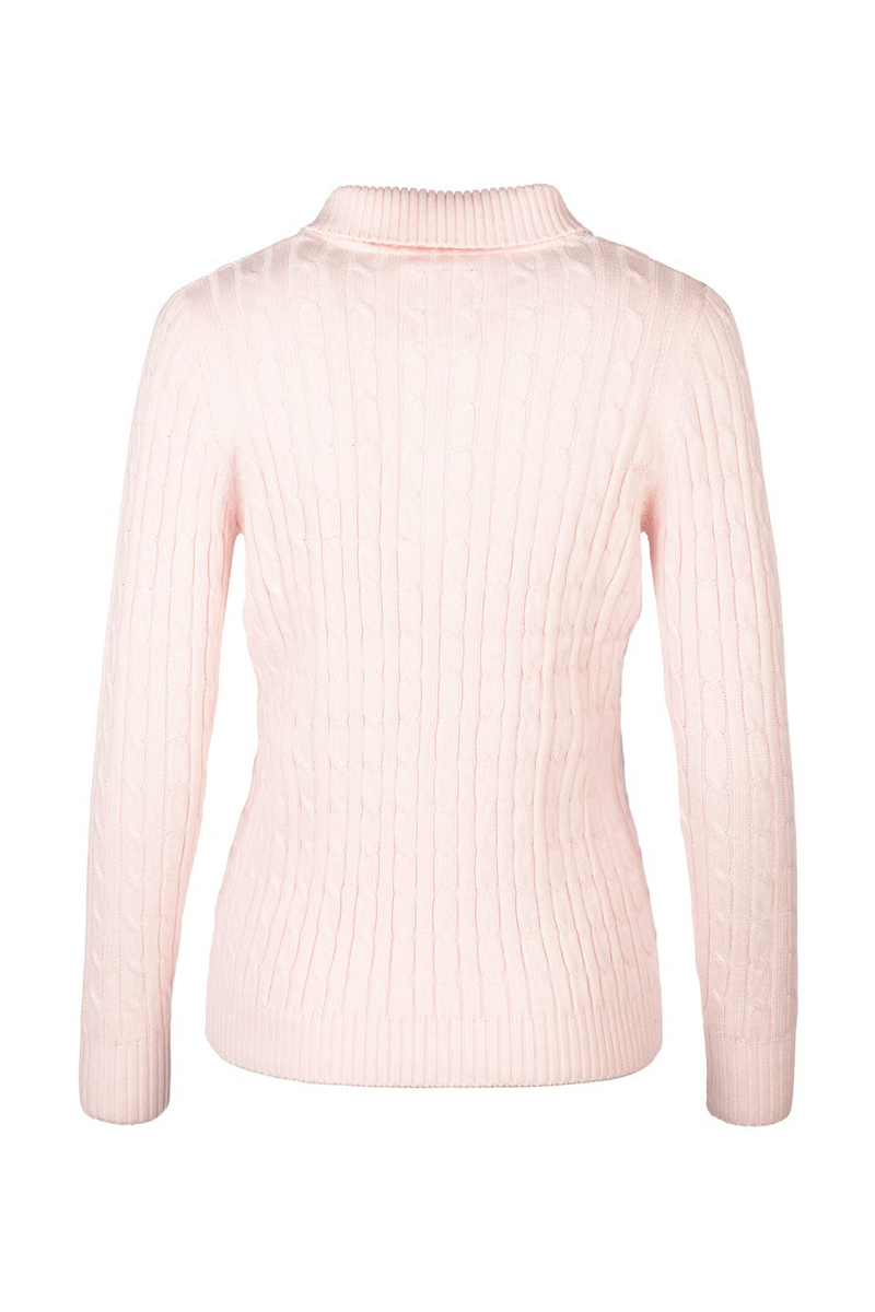 Rydale Ladies Emma Quarter Zip Cable Knit Jumper - Perfect Pink-5
