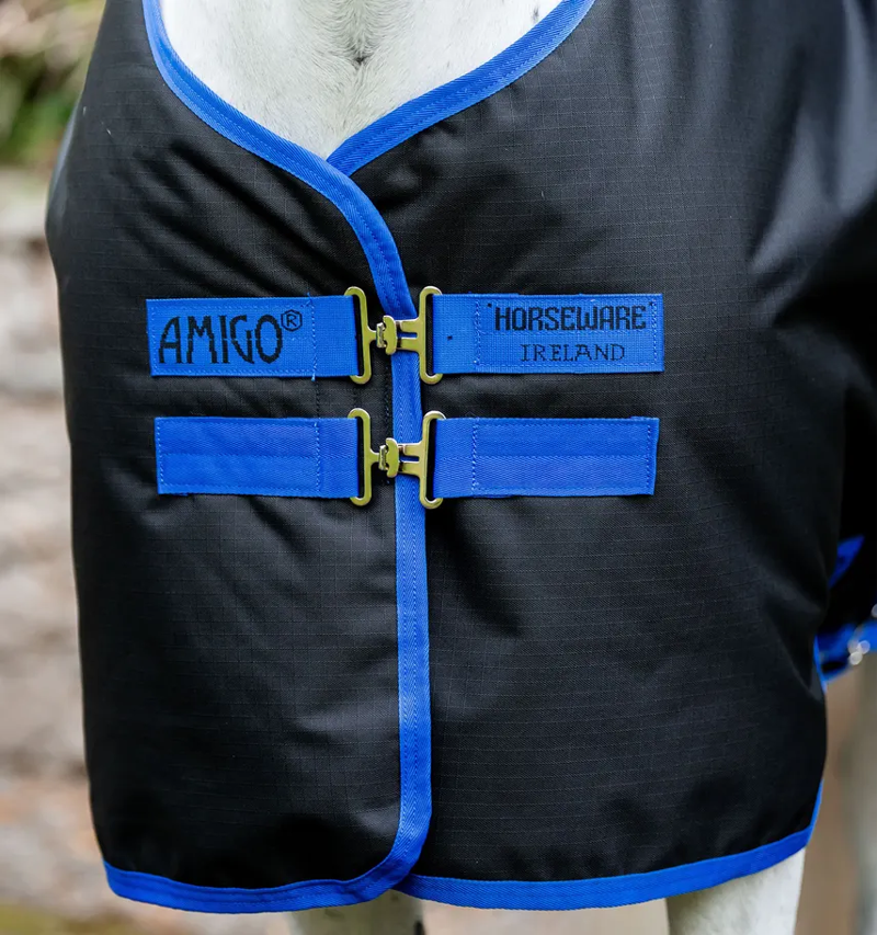 Horseware Ireland Amigo Ripstop 900D Turnout 100g Rug - Black/Classic Blue-1