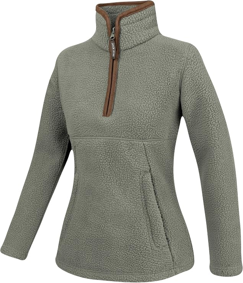 Jack Pyke Ladies Half Zip Sherpa Fleece Pullover - Sage-2