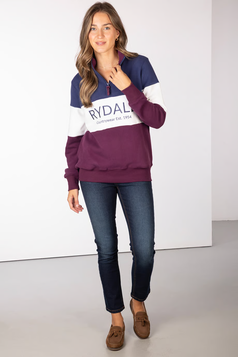 Rydale Ladies Byland Sweatshirt - Rydale Berry/White/Denim-2