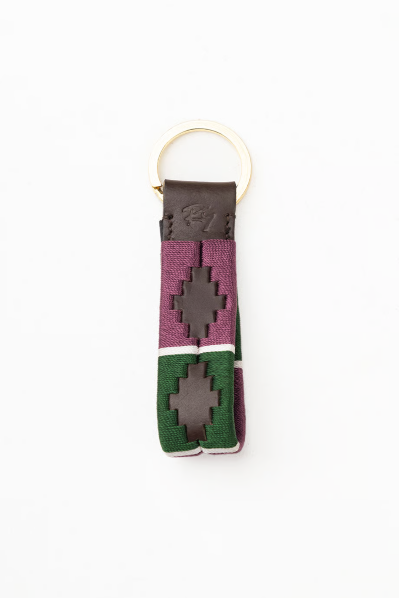 Rydale Askwith Leather Loop Polo Keyring - Olive/White/Berry-1