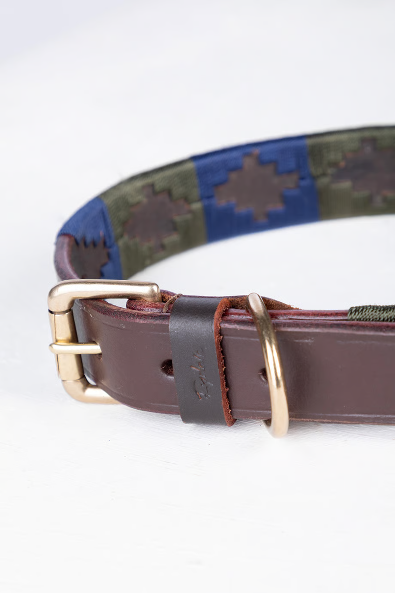 Rydale Polo Belt Dog Collar - Brown/Navy/Olive-2