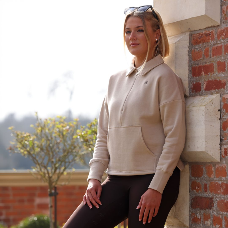 Shires Aubrion Equestrian Quarter Zip Sweater - Oat-4