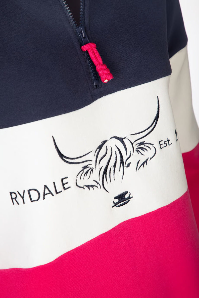 Rydale Ladies Byland Sweatshirt - Cow Navy/White/Bonbon-2
