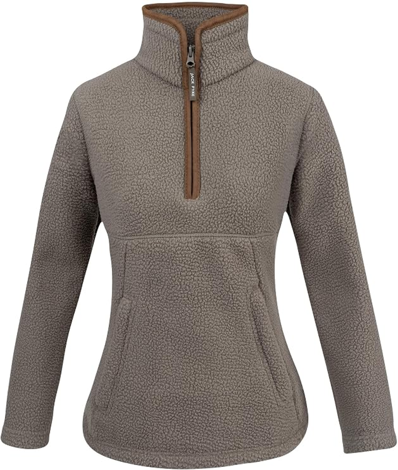Jack Pyke Ladies Half Zip Sherpa Fleece Pullover - Shiitake