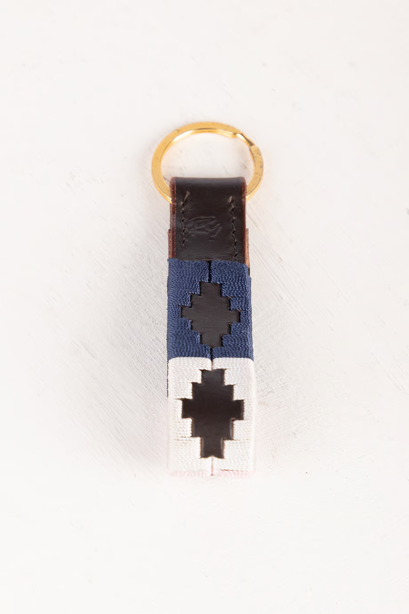 Rydale Askwith Leather Loop Polo Keyring - Denim/White/Sorbet-1