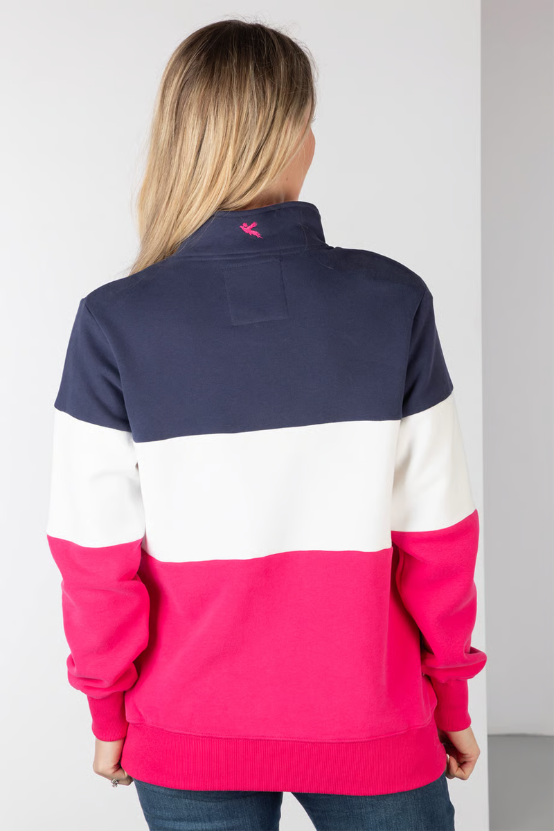 Rydale Ladies Byland Sweatshirt - Cow Navy/White/Bonbon-4