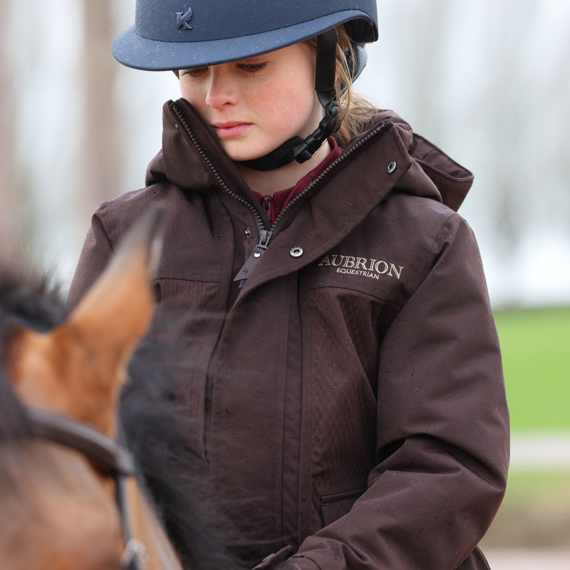 Shires Aubrion Equestrian Winter Coat Young Rider - Espresso-2
