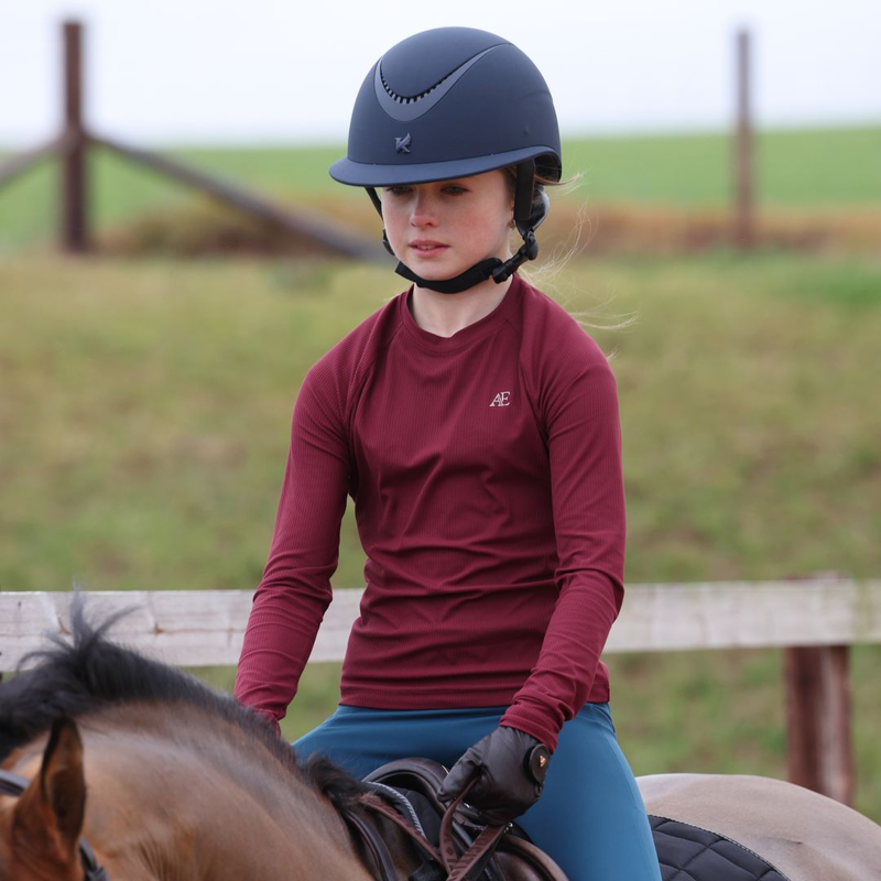 Shires Aubrion Equestrian Ribbed Long Sleeve Top Young Rider - Port-4
