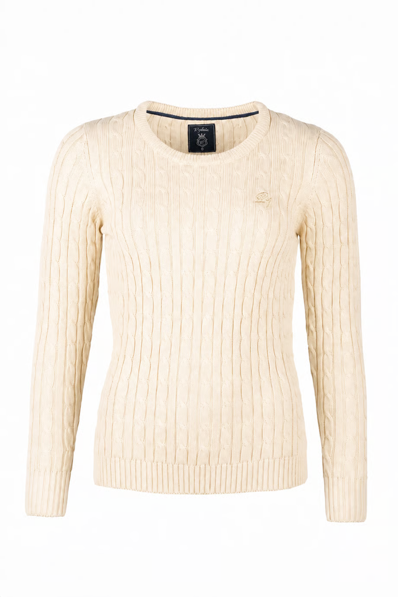 Rydale Emma Ladies Crew Neck Cable Knit Jumper - Beige