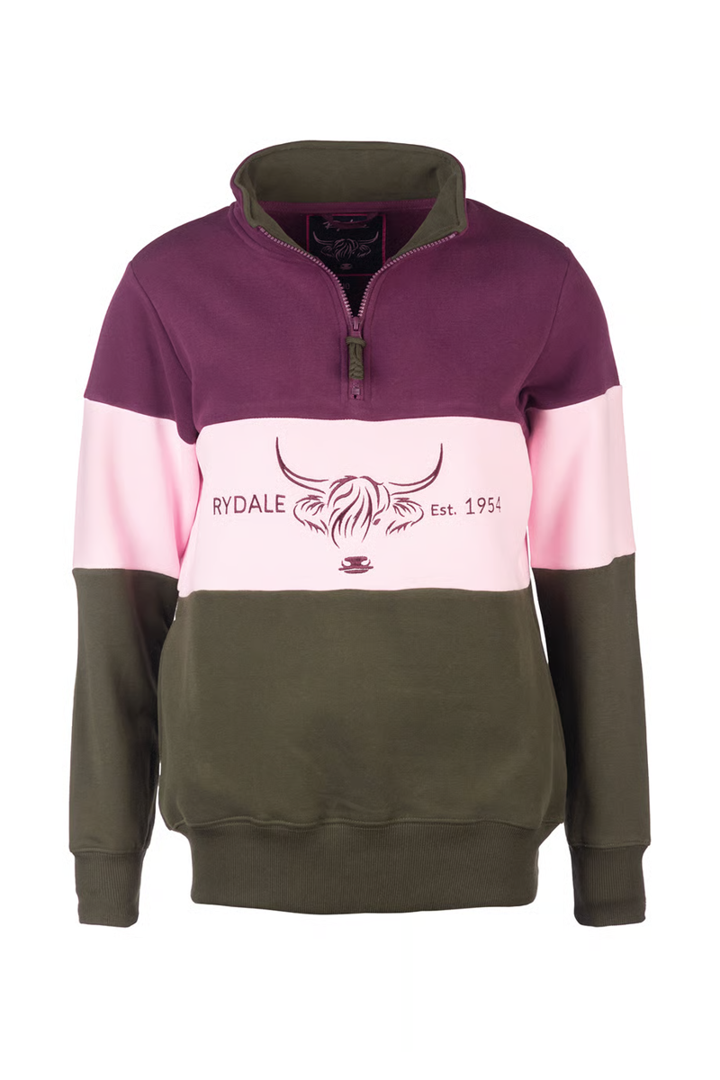 Rydale Ladies Byland Sweatshirt - Cow Olive/Sorbet/Berry-5