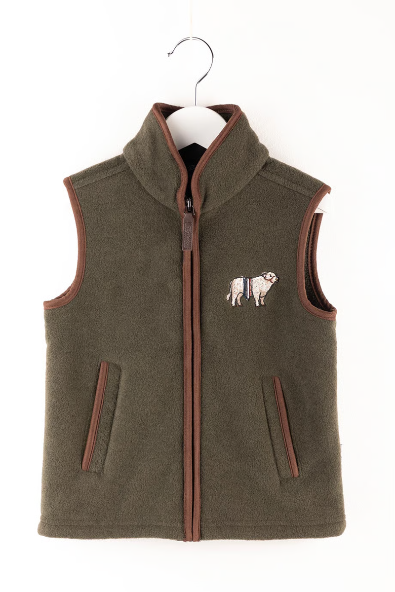 Rydale Huggate Kid's Mini Fleece Waistcoat - Khaki Champion Bull