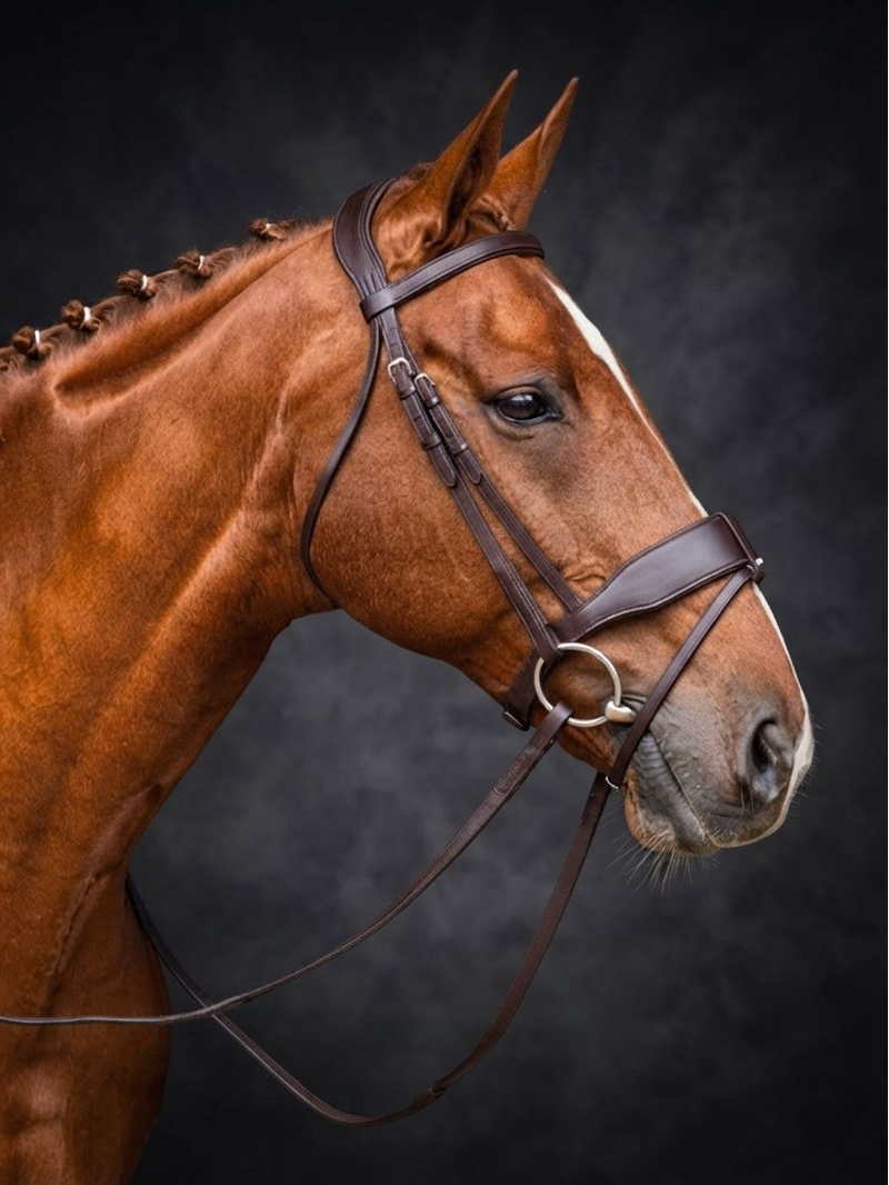Cameo ComfortPro Show Bridle with Inside Grip Reins - Dark Brown-1
