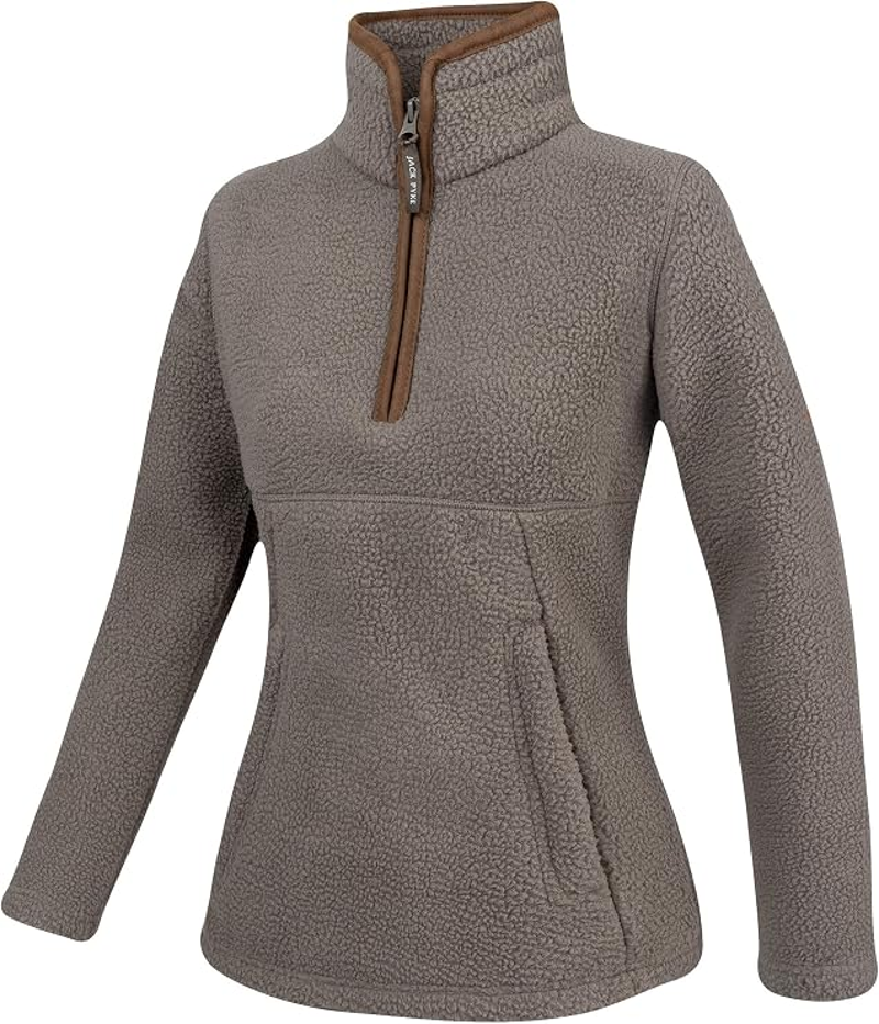 Jack Pyke Ladies Half Zip Sherpa Fleece Pullover - Shiitake-2