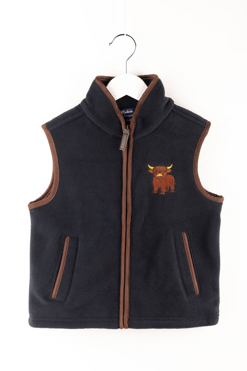 Rydale Huggate Kid's Mini Fleece Waistcoat - Highland Cow Ink
