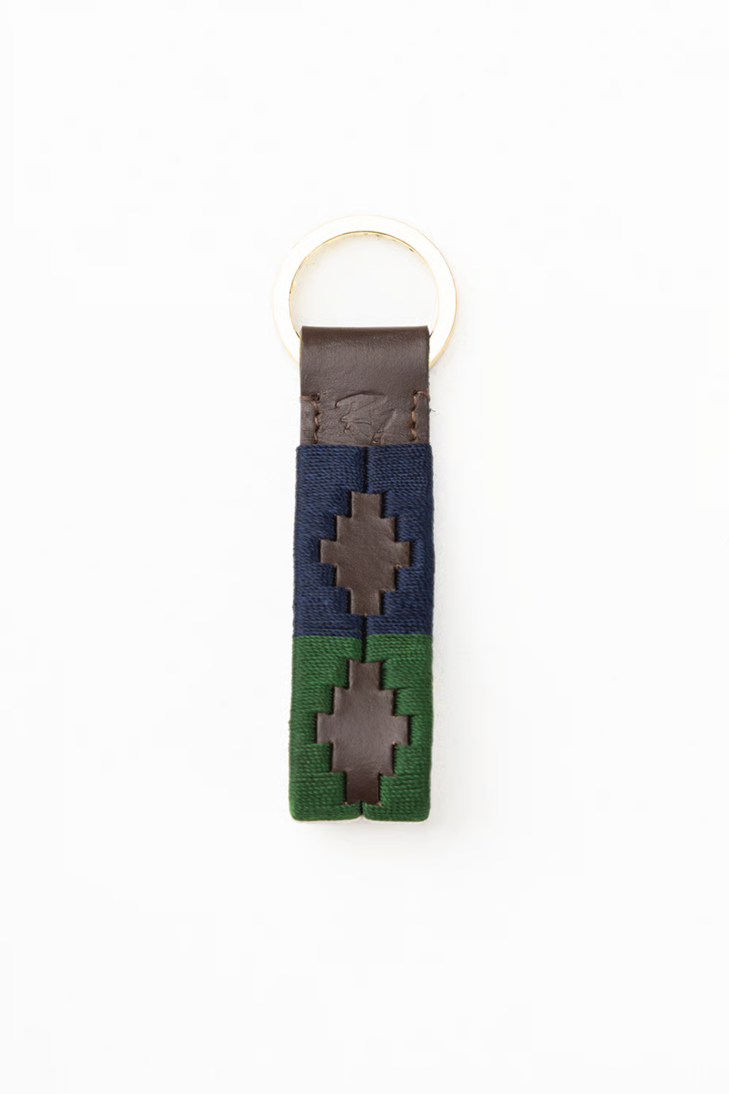 Rydale Leather Loop Askwith Polo Keyring - Olive/Navy/White-1