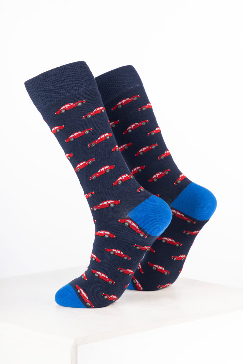 Rydale Men's Bamboo Rich Car Ankle Socks Pack of 10 - Sport Car Navy-1
