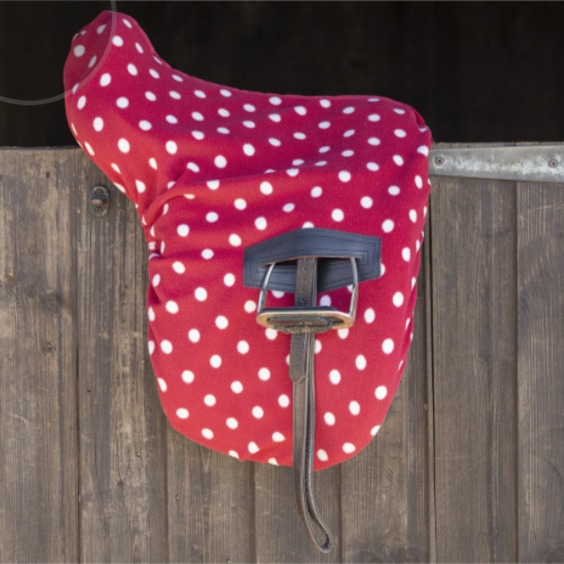 Supreme Products Dotty Fleece Ride On Saddle Cover - Rich Raspberry