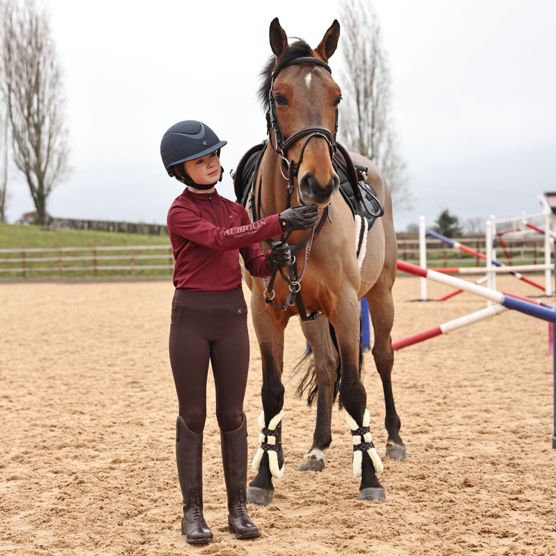 Shires Aubrion Equestrian Riding Winter Tights Young Rider - Espresso-2